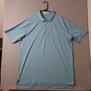 Peter Millar Southern Comfort Polo Shirt Men's XL Blue Green Golf Preppy Logo
